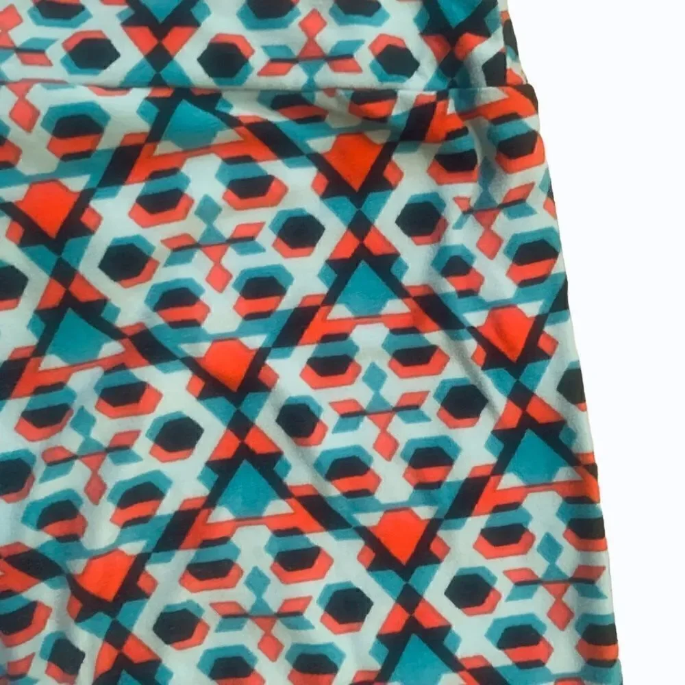 Lularoe Blue Geometric Print Leggings Size OS - Picture 3 of 9